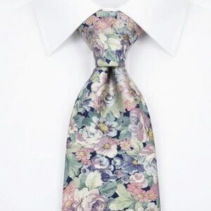 Lands' End Cotton Tie Flowers Floral Bright Pastel Colorful Millefleur